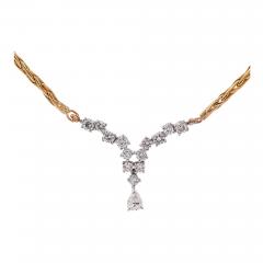 18K Gold Diamond Cluster Wheat Chain Necklace 16 5  - 3955644