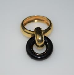 18K Gold Onyx Loop Ring - 1151877