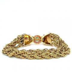 18K Gold Platinum Double Headed Biting Lion Multi Rope Chain Bracelet - 3574331