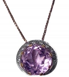 18K Kunzite and Diamond Pendant with 18K chain  - 2986052