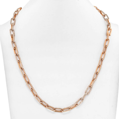 18K ROSE GOLD 21 CARAT DIAMOND LINK CHAIN NECKLACE - 2849974