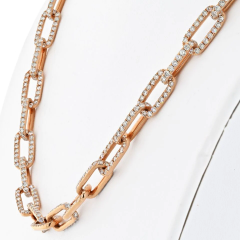 18K ROSE GOLD 21 CARAT DIAMOND LINK CHAIN NECKLACE - 2850002