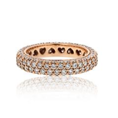 18K ROSE GOLD 4 00CTTW ROUND CUT DIAMOND ETERNITY RING - 3321597