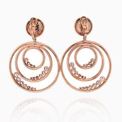 18K ROSE GOLD DIAMOND TRIPLE HOOP EARRINGS - 2421274