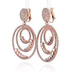 18K ROSE GOLD DIAMOND TRIPLE HOOP EARRINGS - 2421275