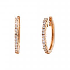 18K Rose Gold 1 3 Carat Huggie Hoop Earrings Latch Backs - 3775191