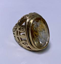 18K Rose Gold Large Citrine Ring C 1950 - 1578321