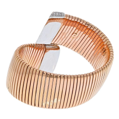 18K TWO TONE CROSSOVER WIDE DIAMOND ACCENTED WRAP BRACELET - 2707888
