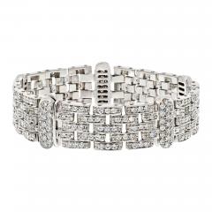 18K WHITE GOLD 10 00CTTW FIVE ROW DIAMOND LINK LADIES BRACELET - 3241127