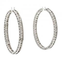 18K WHITE GOLD 10 71CTTW INSIDE OUT PRINCESS CUT DIAMOND HOOP EARRINGS - 3090511