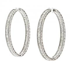 18K WHITE GOLD 12 87CTTW PRINCESS CUT DIAMOND INSIDE OUT HOOP EARRINGS - 3090520