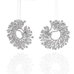 18K WHITE GOLD 13 CARATS ROUND DIAMOND OPENWORK HOOP EARRINGS - 2152986