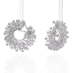 18K WHITE GOLD 13 CARATS ROUND DIAMOND OPENWORK HOOP EARRINGS - 2152987