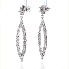 18K WHITE GOLD 16 CARAT MARQUISE ROUND DANGLING DROP EARRINGS - 2152989