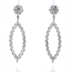 18K WHITE GOLD 16 CARAT MARQUISE ROUND DANGLING DROP EARRINGS - 2152990