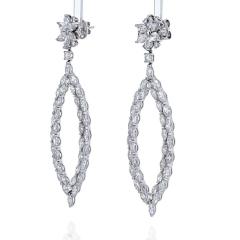 18K WHITE GOLD 16 CARAT MARQUISE ROUND DANGLING DROP EARRINGS - 2152991