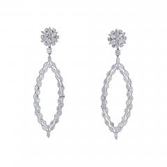 18K WHITE GOLD 16 CARAT MARQUISE ROUND DANGLING DROP EARRINGS - 2153825