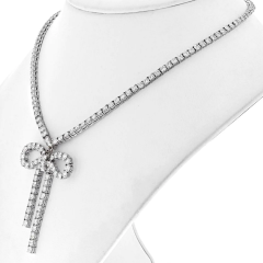 18K WHITE GOLD 21 50 CARAT DIAMOND BOW ON A TENNIS NECKLACE - 2732109