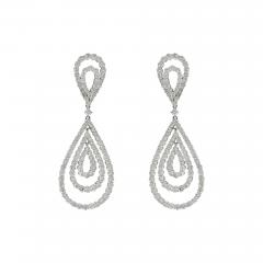 18K WHITE GOLD 21 CARAT DIAMOND CHANDELIER DANGLING EARRINGS - 2784053