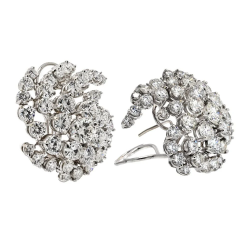 18K WHITE GOLD 22 00CTTW DIAMOND CLUSTER EARRINGS - 3715737