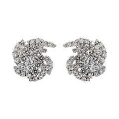 18K WHITE GOLD 22 00CTTW DIAMOND CLUSTER EARRINGS - 3719219