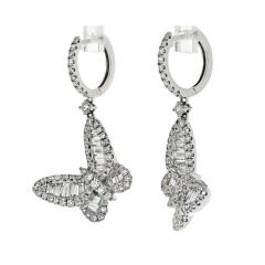 18K WHITE GOLD 3 50CTTW DIAMOND BUTTERFLY EARRINGS - 3344086