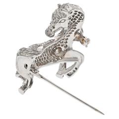 18K WHITE GOLD 4 00CTS ROUND DIAMOND HORSE PIN BROOCH - 2789403