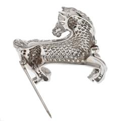 18K WHITE GOLD 4 00CTS ROUND DIAMOND HORSE PIN BROOCH - 2789404