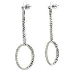 18K WHITE GOLD 5 92CTTW ROUND CUT DIAMOND DANGLING EARRINGS - 3344078