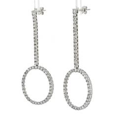 18K WHITE GOLD 5 92CTTW ROUND CUT DIAMOND DANGLING EARRINGS - 3344081