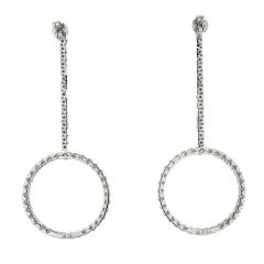 18K WHITE GOLD 5 92CTTW ROUND CUT DIAMOND DANGLING EARRINGS - 3344082