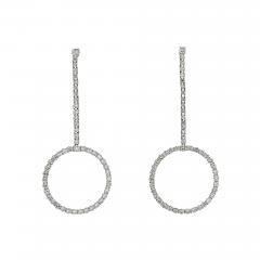 18K WHITE GOLD 5 92CTTW ROUND CUT DIAMOND DANGLING EARRINGS - 3345016