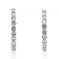 18K WHITE GOLD 6 CARATS DIAMOND HOOP EARRINGS - 3049503