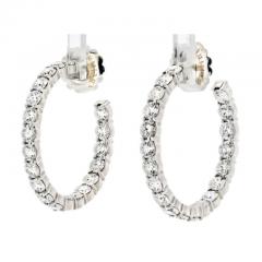 18K WHITE GOLD 6 CARATS DIAMOND HOOP EARRINGS - 3049504