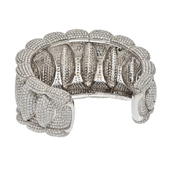 18K WHITE GOLD 85 CARATS DIAMOND PAVE CUFF BRACELET - 2854487