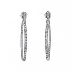 18K WHITE GOLD 9 25 CARATS 2 INCH HOOP DIAMOND EARRINGS - 2515546