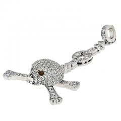 18K WHITE GOLD DIAMOND SCULL CHARM PENDANT - 3253289