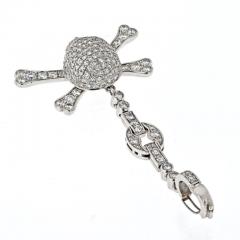 18K WHITE GOLD DIAMOND SCULL CHARM PENDANT - 3253293