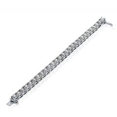 18K White Gold 19 00cttw Prong Set Round Diamond Tennis Bracelet - 4390895