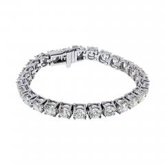 18K White Gold 19 00cttw Prong Set Round Diamond Tennis Bracelet - 4391765