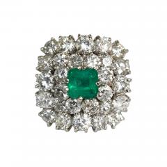 18K White Gold Colombian Emerald Diamond Ring - 4384887