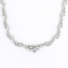18K White Gold Diamond Cultured Pearl Necklace - 4715097