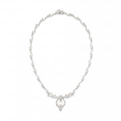 18K White Gold Diamond Cultured Pearl Necklace - 4716704