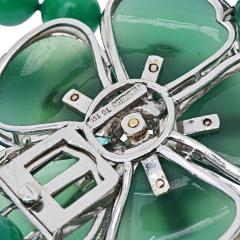 18K White Gold Green Onyx Bead Flower Diamond Necklace - 4600920