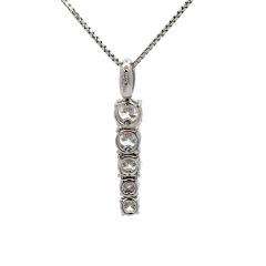 18K White Gold Lab Grown Diamond Graduated Single Line Pendant Necklace - 3954319