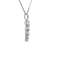 18K White Gold Lab Grown Diamond Graduated Single Line Pendant Necklace - 3954321