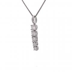 18K White Gold Lab Grown Diamond Graduated Single Line Pendant Necklace - 3954323