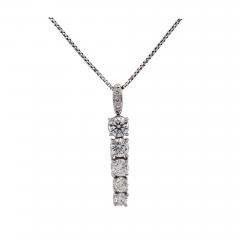 18K White Gold Lab Grown Diamond Graduated Single Line Pendant Necklace - 3955646