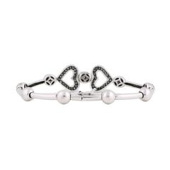 18K White Gold Pav Diamond Heart Bracelet - 4715111