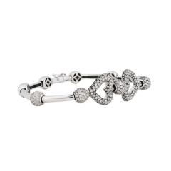 18K White Gold Pav Diamond Heart Bracelet - 4715112